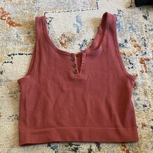 By Together Ribbed Henley Tank Top - Mauve
